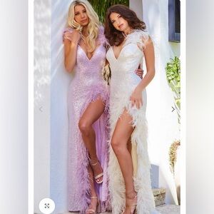 Jovani Shimmering purple Feathered Prom Dress